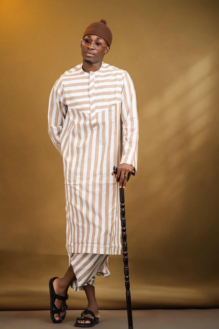 Ensemble Magal 1 — rayé beige et blanc, vue 2