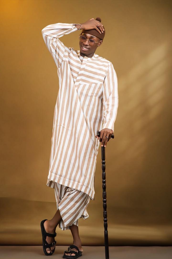 Ensemble Magal 1 — rayé beige et blanc, vue 3