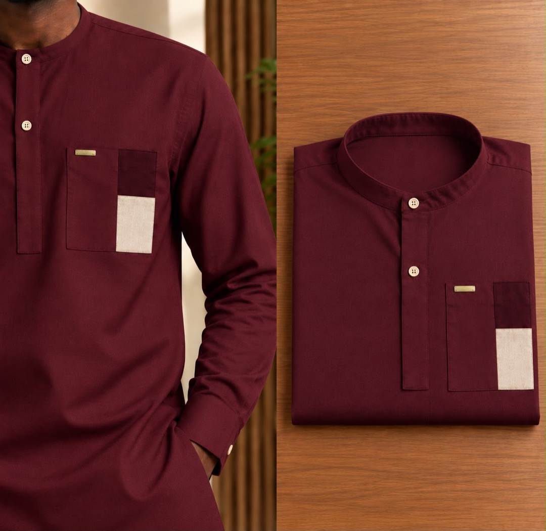 Chemise 1 — bordeaux, portée et pliée