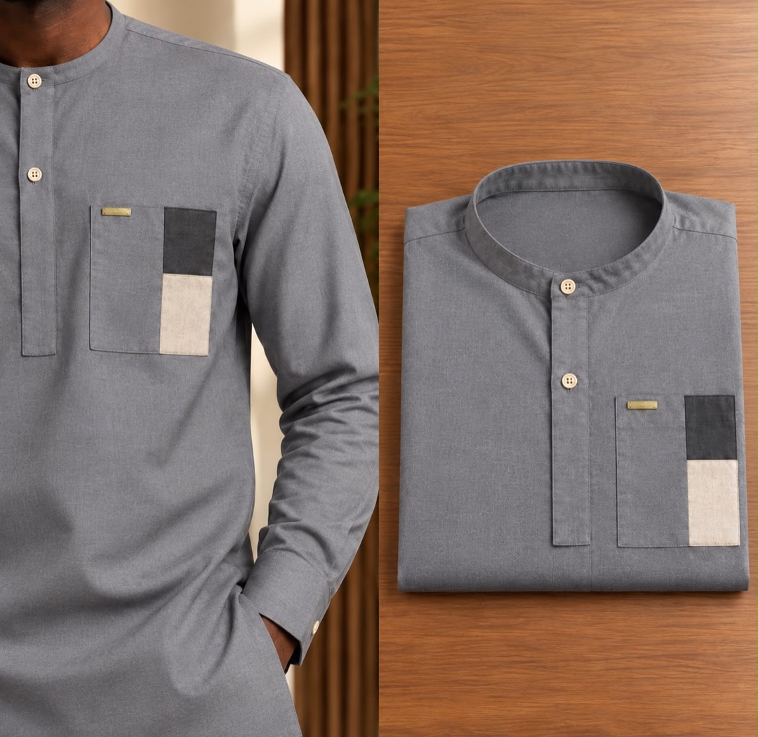 Chemise 3 — gris, portée et pliée