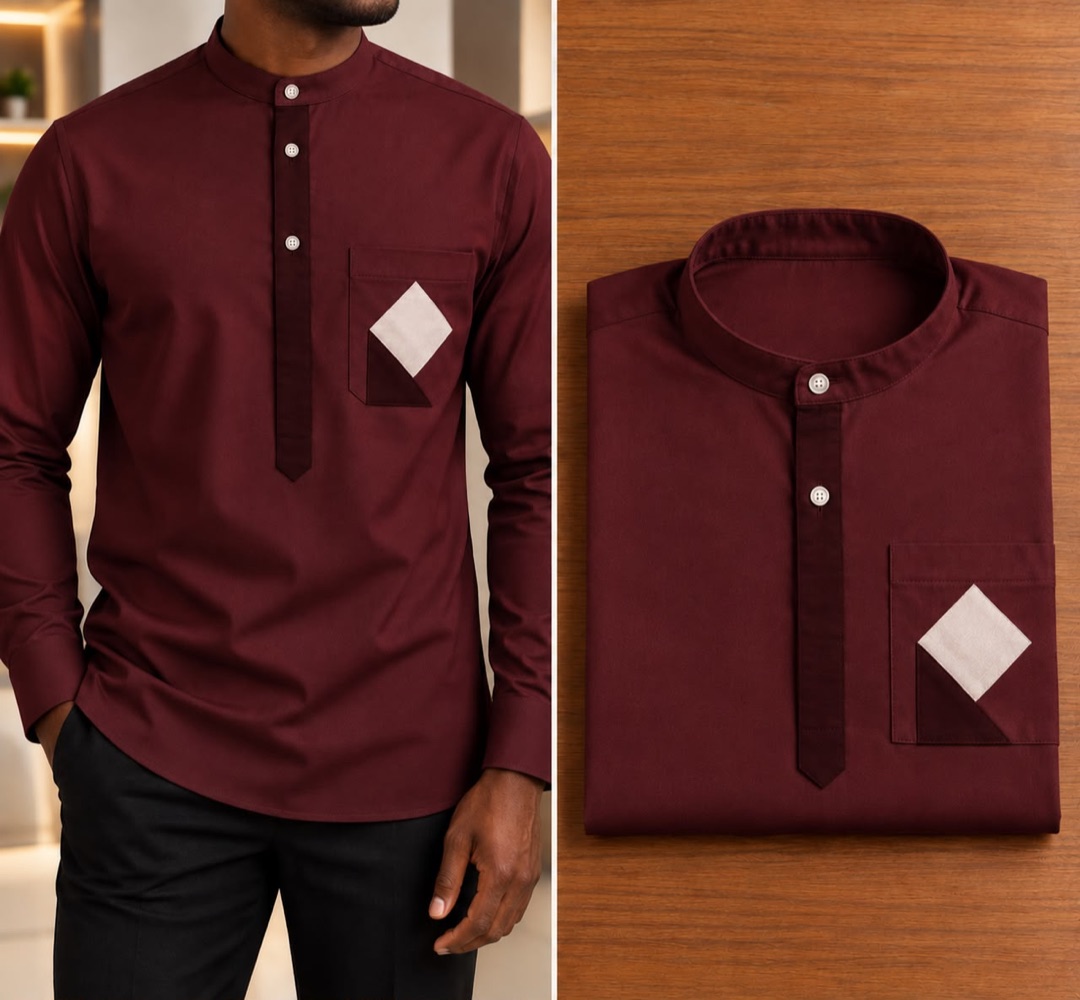 Chemise 6 — bordeaux, portée et pliée
