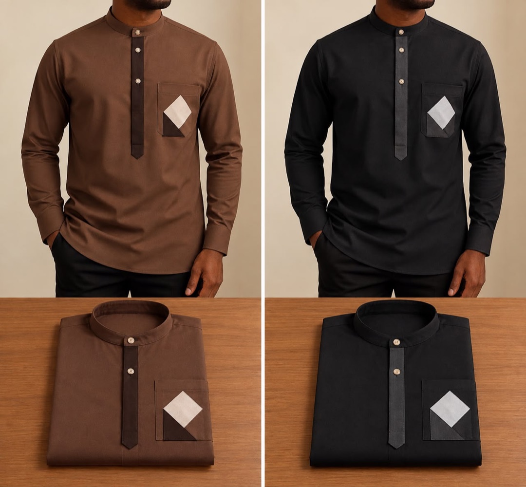 Chemise 7 — marron, portée et pliée
