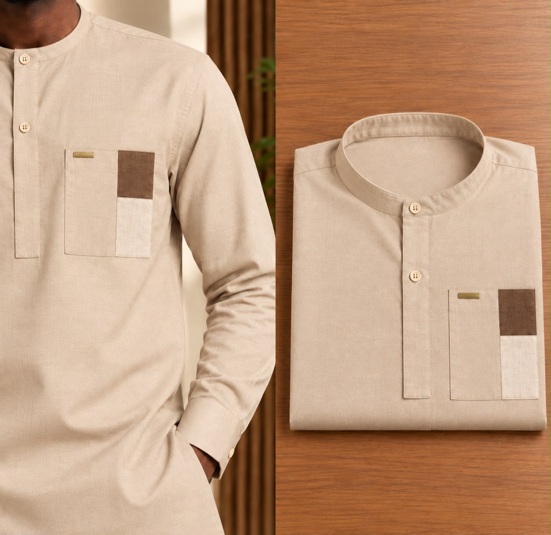 Chemise 8 — beige crème, portée et pliée