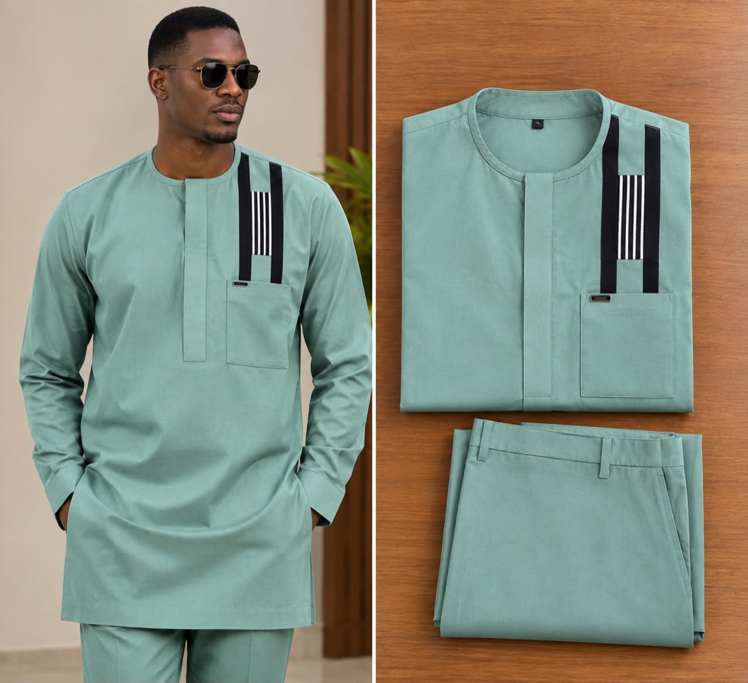 Ensemble 3 — vert sauge, tunique et pantalon