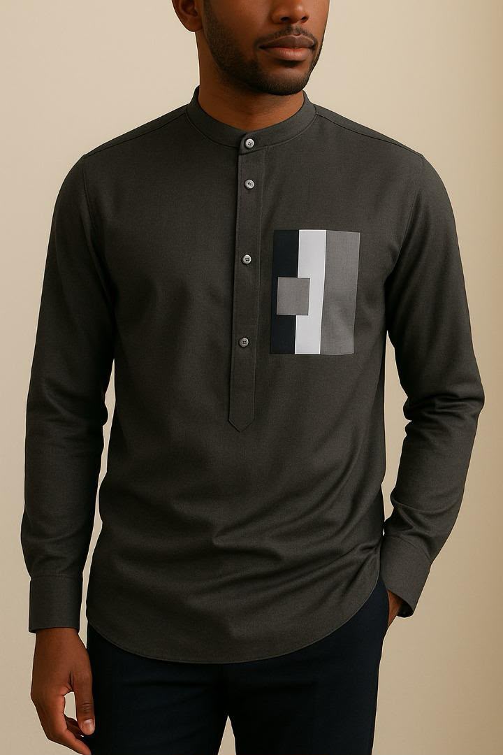 Chemise 16 — gris anthracite, portée