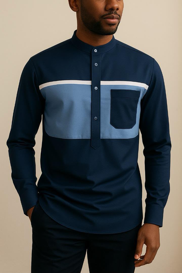 Chemise 17 — bleu marine, portée