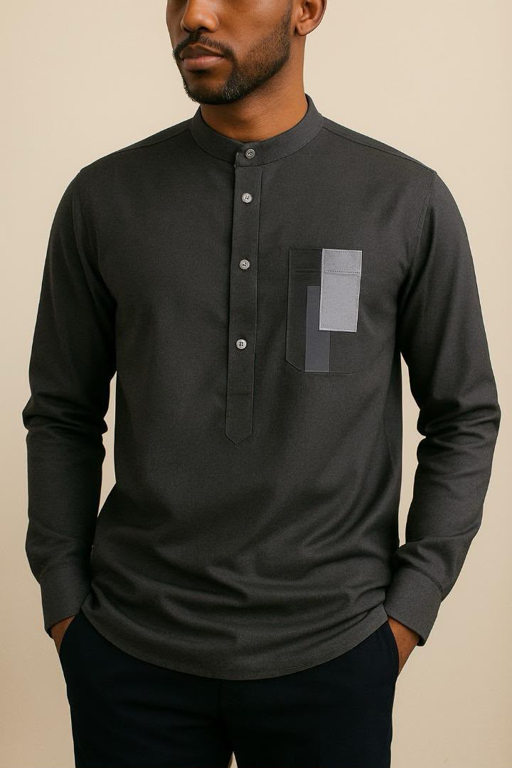 Chemise 18 — gris anthracite, portée