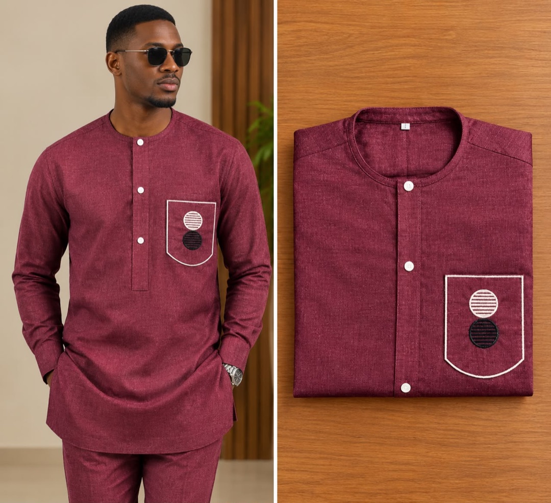 Ensemble 5 — bordeaux grenat, tunique et pantalon