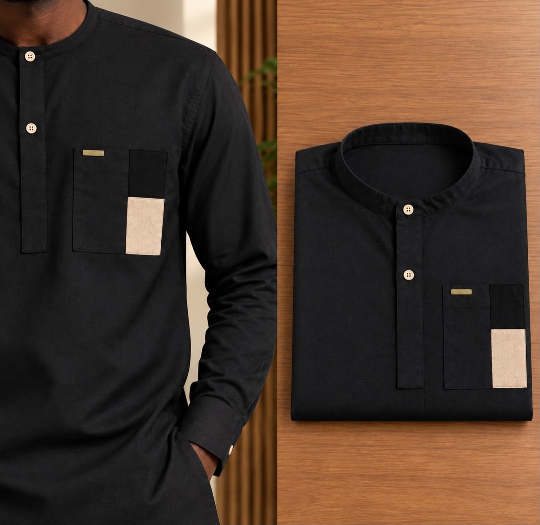 Chemise 14 — noir, portée et pliée