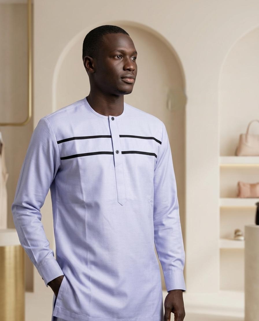 Chemise 33 — lavande, portée