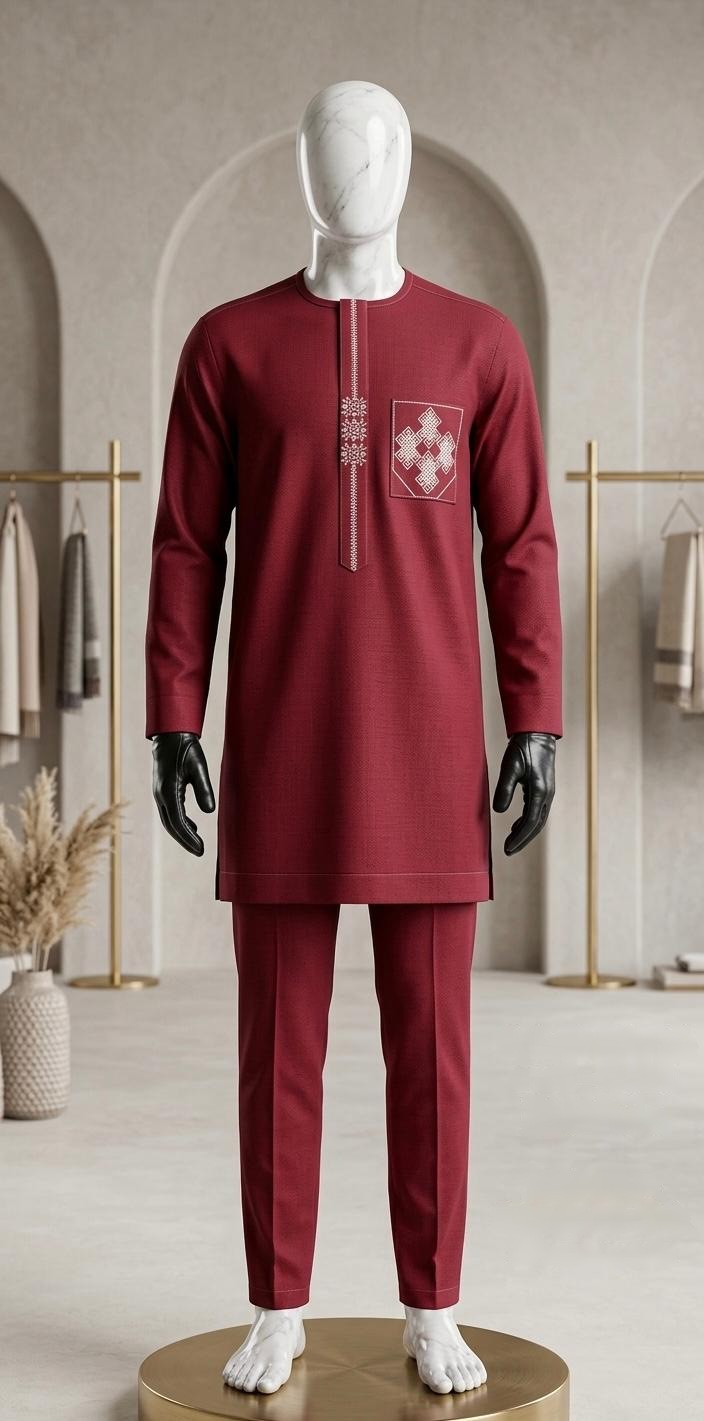 Ensemble 8 — ensemble bordeaux sur mannequin