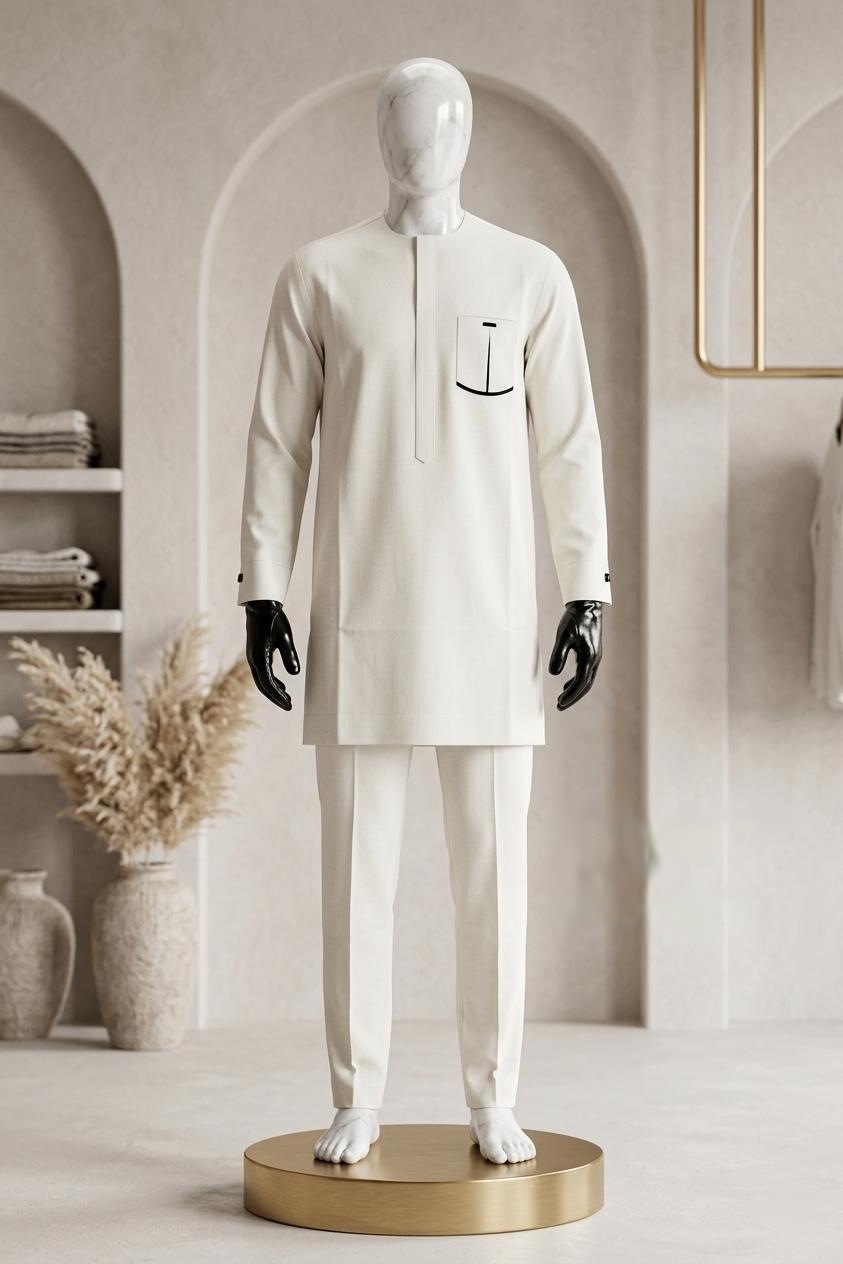 Ensemble 10 — ensemble blanc cassé sur mannequin